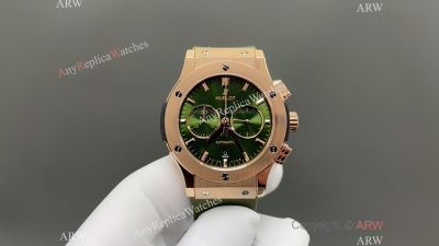 Hublot Classic Fusion 45mm 316L Steel 7750 Chrongraph Movement Green/Black/White Face RG Case Watch
